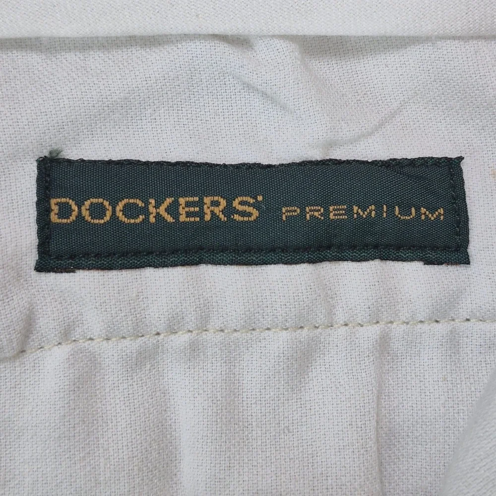 Dockers Premium Linen Cotton Pants Mens 36x32 Beige Flat Front Relaxed